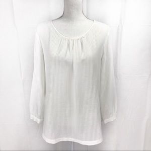 J. Crew Factory Textured White Peasant Blouse